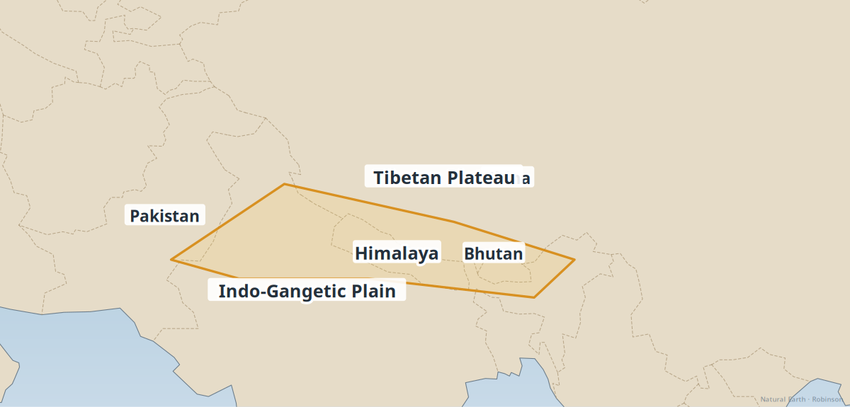 Himalaya & Tibetan Plateau — geography reference map