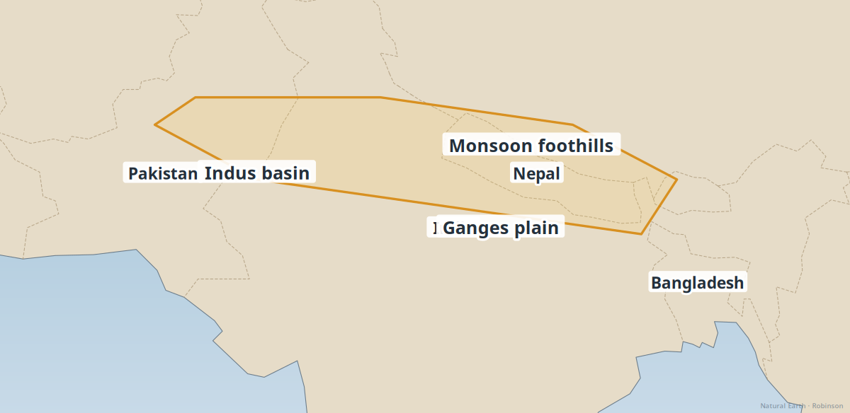 Indus & Ganges plains — geography reference map