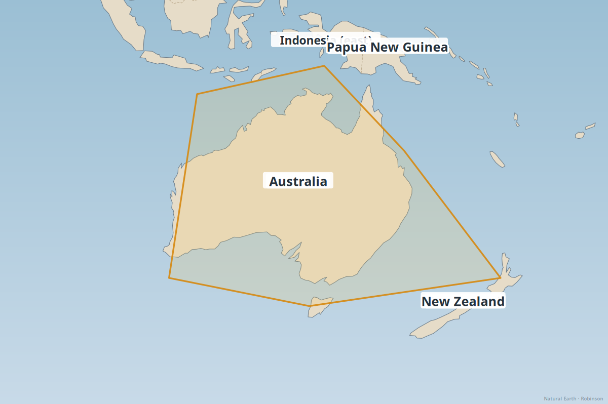 Oceania & Australasia — geography reference map