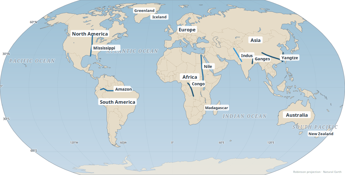 Major river systems — geography reference map